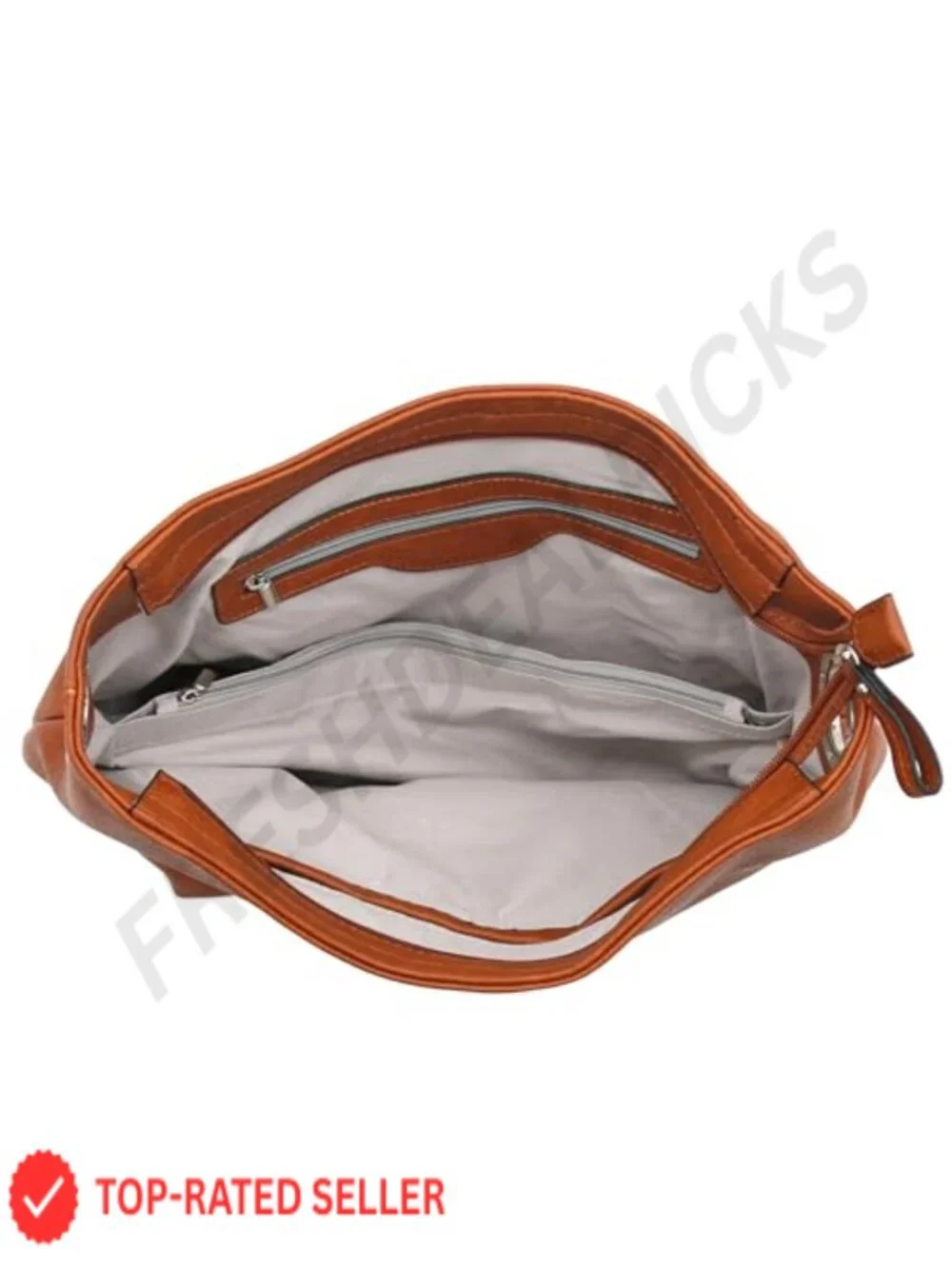 Faux Leather Hobo Shoulder Bag with Detachable Strap, Zipper Closure